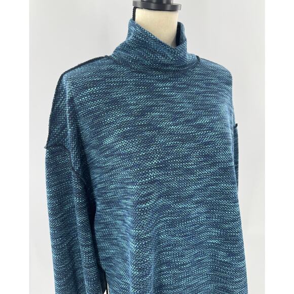 We the Free People Navy Blue Mock Cowl Neck Pullover Top Sweater Sweatshirt L - Picture 2 of 12